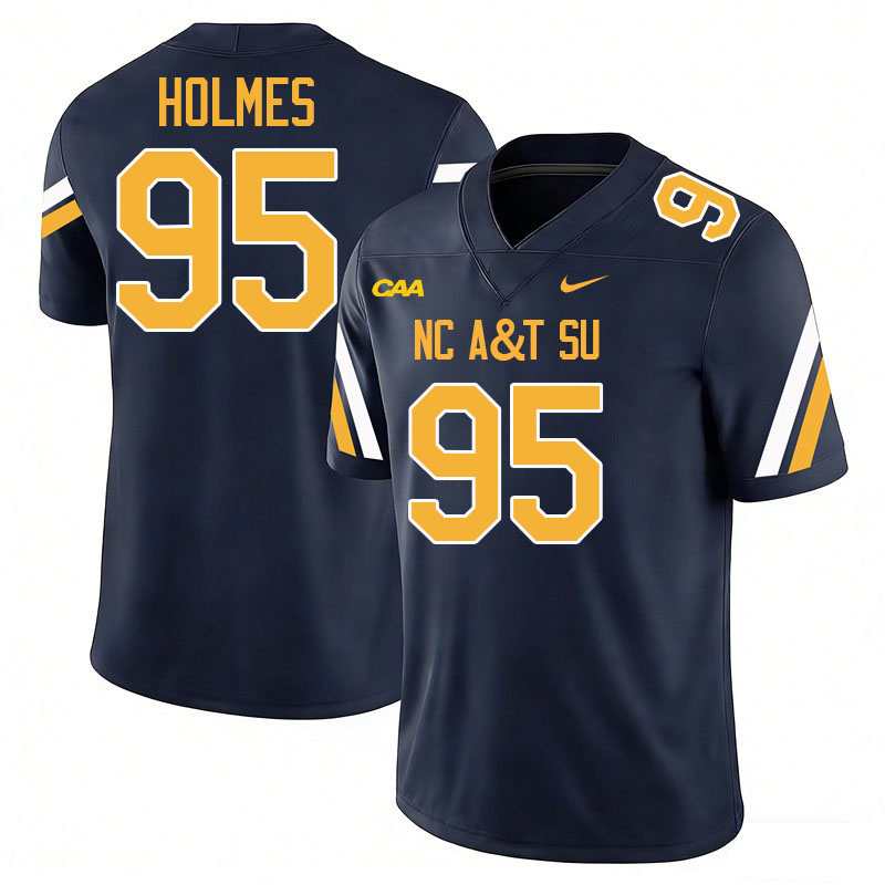 North Carolina A&T Aggies #95 Brad Holmes College Football Jerseys,Uniforms-Navy